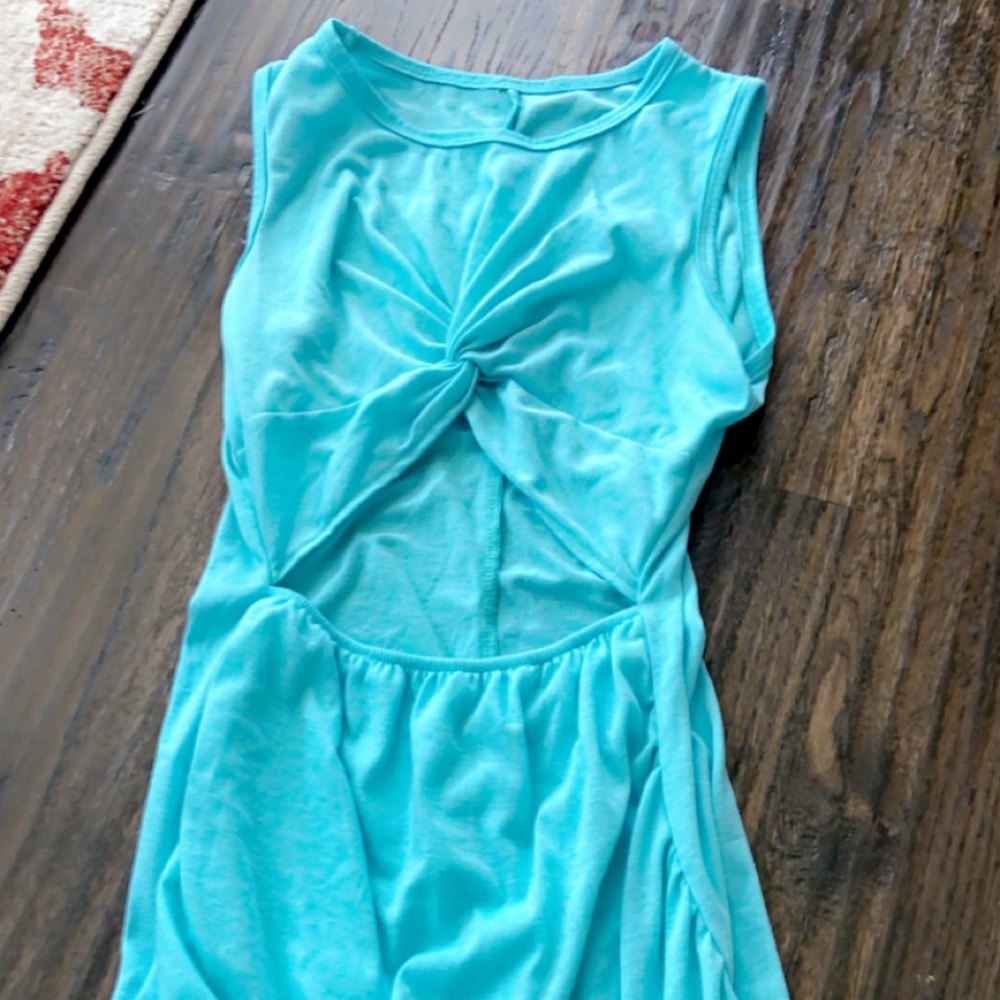 Turquoise open front dress